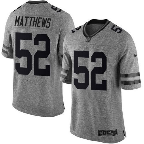 Nike Packers #52 Clay Matthews Gray Men's Stitched NFL Limited Gridiron Gray Jersey - Click Image to Close